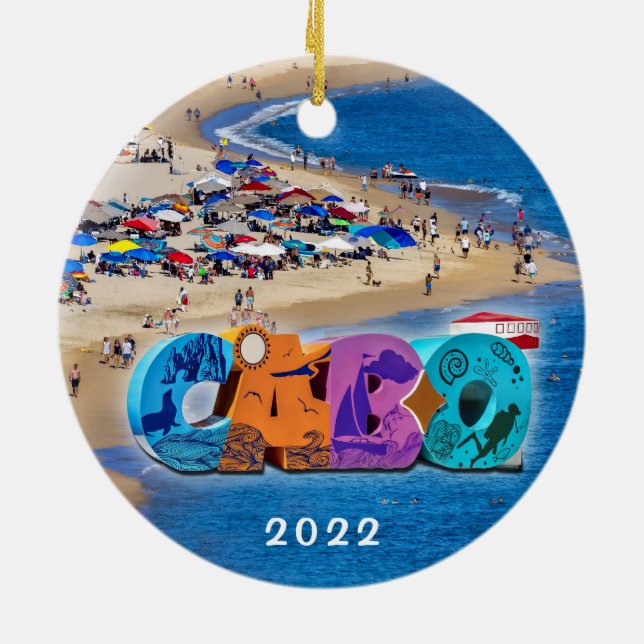 Cabo's Medano Beach, Ceramic Ornament (Back)