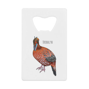 Cabot's tragopan bird cartoon illustration
