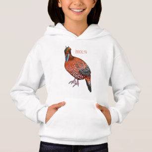 Cabot's tragopan bird cartoon illustration
