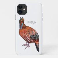 Cabot's tragopan bird cartoon illustration 