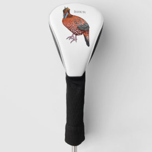 Cabot's tragopan bird cartoon illustration  golf head cover