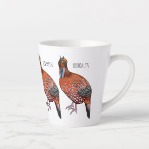Cabot's tragopan bird cartoon illustration latte mug