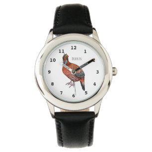 Cabot's tragopan bird cartoon illustration watch