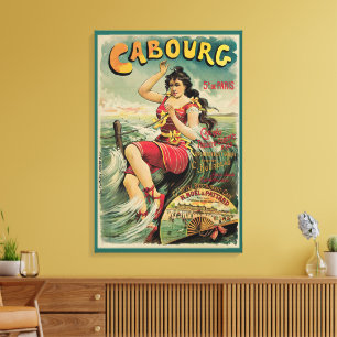 Cabourg, France Beach Resort, Vintage Travel Art Canvas Print