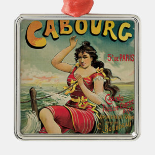 Cabourg, France Beach Resort, Vintage Travel Art Metal Tree Decoration