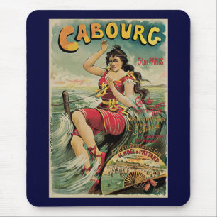 Cabourg, France Beach Resort, Vintage Travel Art Mouse Mat