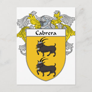 Cabrera Coat of Arms/Family Crest (Mantled) Postcard