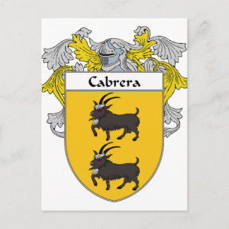 Cabrera Coat of Arms/Family Crest (Mantled) Postcard