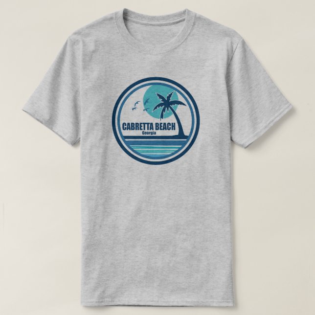 Cabretta Beach Georgia Palm Tree Birds T-Shirt (Design Front)