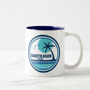 Cabretta Beach Georgia Palm Tree Birds Two-Tone Coffee Mug