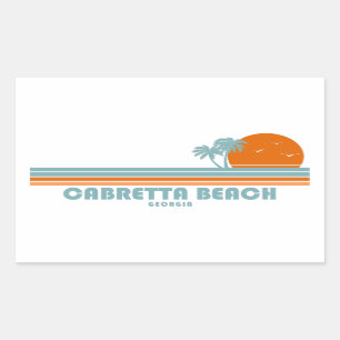 Cabretta Beach Sapelo Island Georgia Sun Palm Tree Rectangular Sticker