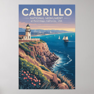 Cabrillo National Monument Vintage San Diego Art Poster