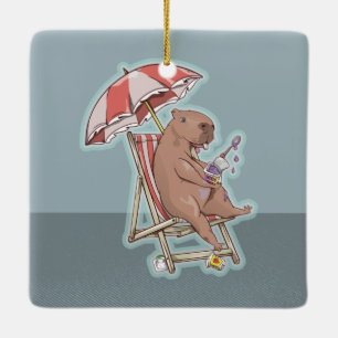 CABYBARA HOLIDAY CERAMIC ORNAMENT