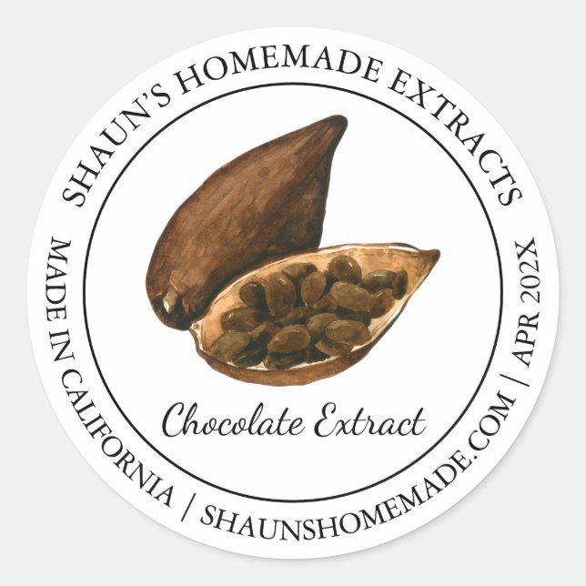 Cacao Chocolate Extract Modern label (Front)