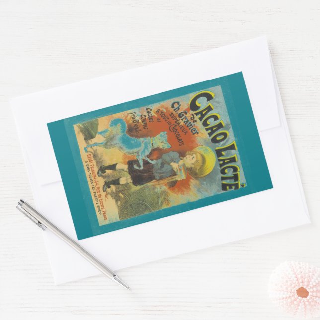 Cacao Lacte Aus Tous Le Choclat Chocolate French R Rectangular Sticker (Envelope)