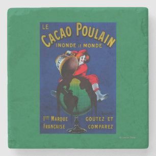 Cacao Poulain Vintage PosterEurope Stone Coaster