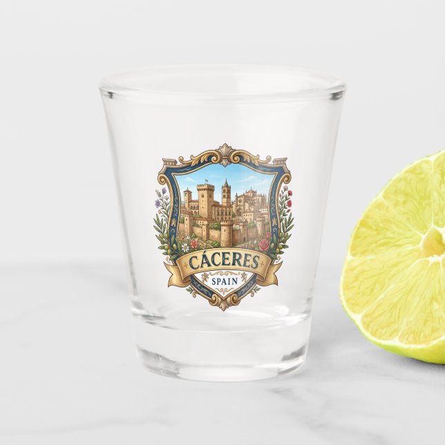 Cáceres Spain Shot Glass (Front)