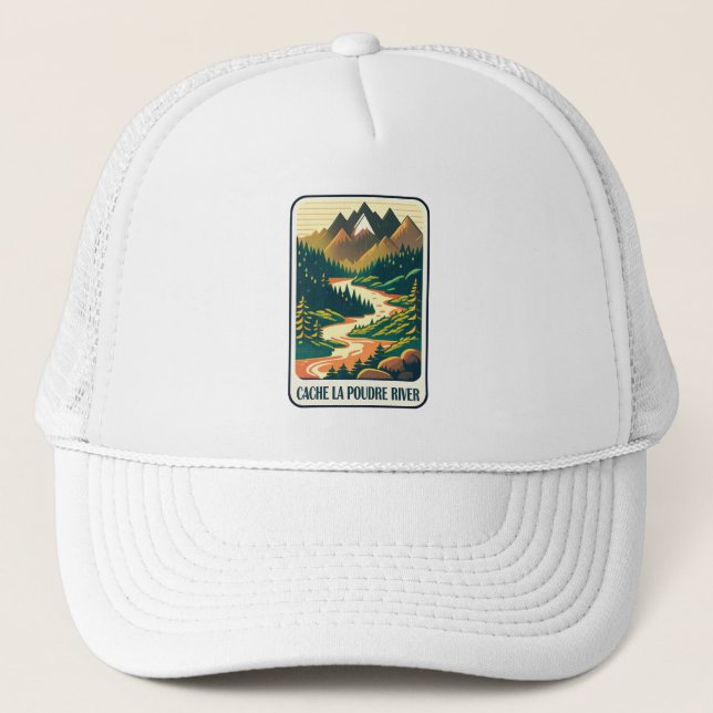 Cache la Poudre River Colorado Colours Trucker Hat (Front)