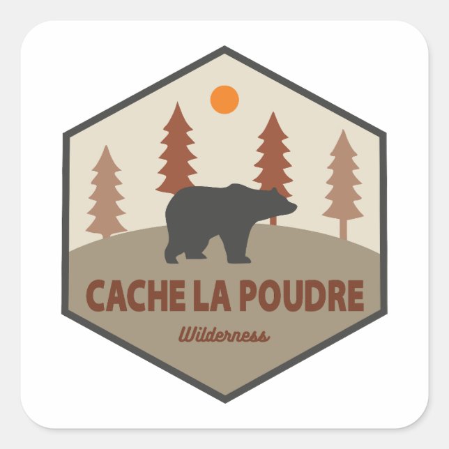 Cache La Poudre Wilderness Colorado Bear Square Sticker (Front)