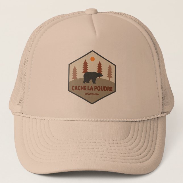 Cache La Poudre Wilderness Colorado Bear Trucker Hat (Front)