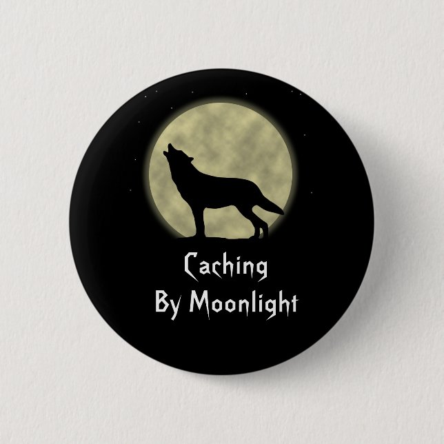 Caching By Moonlight Geocaching Swag Pin (Front)