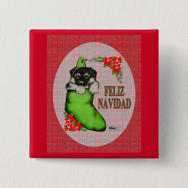 Cachorrito Feliz Navidad 15 Cm Square Badge (Front)