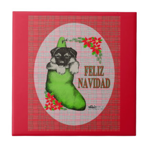 Cachorrito Feliz Navidad Tile