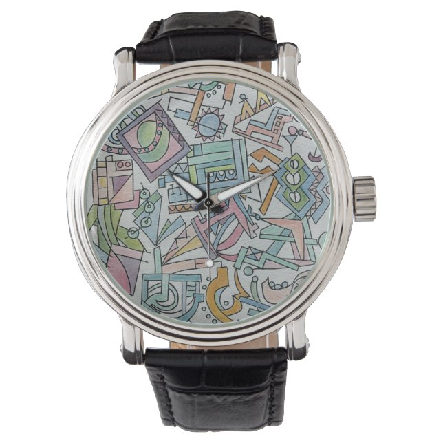 Cacophony-Whimsical Abstract Watercolor Art Watch (Front)
