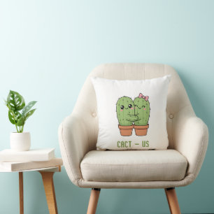 Cact-Us Funny Cactus Couple Pun Anniversary Gift Cushion