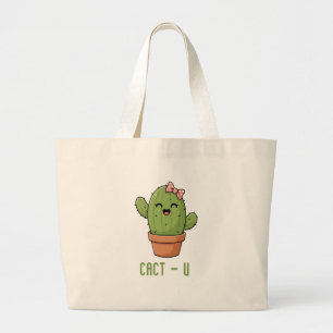 Cact-Us Funny Cactus Couple Pun Anniversary Gift Large Tote Bag