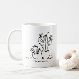 Cacti Abstract Line Art with Personalised Text Coffee Mug