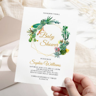 Cacti and Flowers Baby Shower Invitation