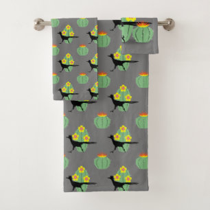 Cacti And Roadrunners Bath Towel Set