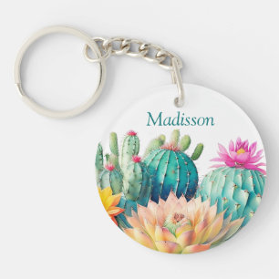 Cacti And Succulent With Name Key Ring