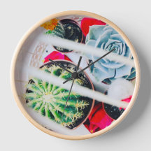 Cacti & Birdcage Round Wall Clock