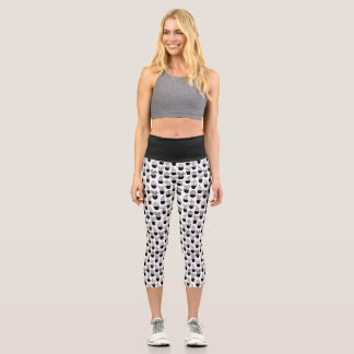 Cacti Black Line Art High Waisted Yoga Capris