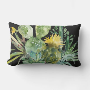 Cacti Black Outdoor Lumbar Cushion