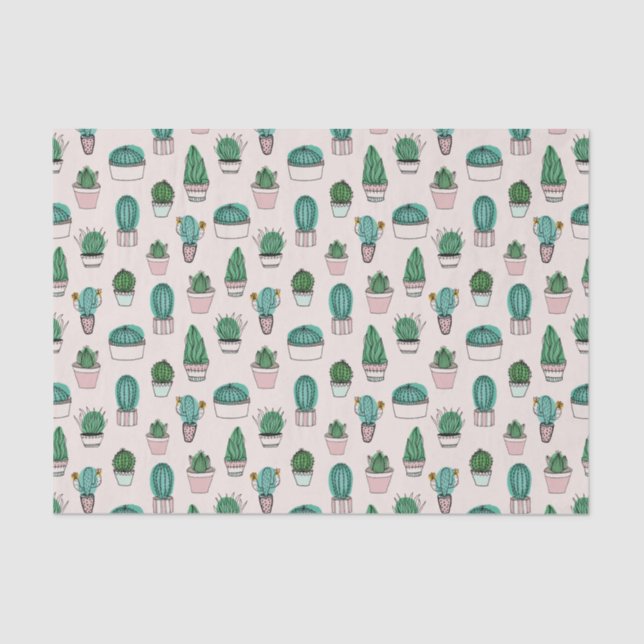Cacti Cactus Succulent Pattern Tissue Paper (Front)