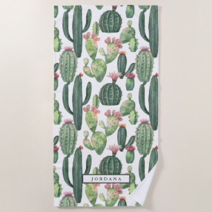 Cacti Desert Theme Personalised Beach Towel