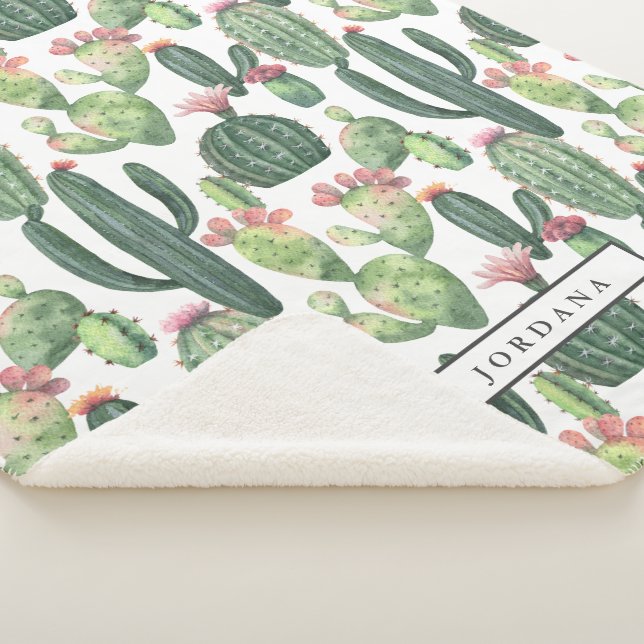 Cacti Desert Theme Personalised Sherpa Blanket (3/4)