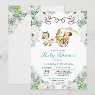 Cacti Floral Mexican Baby Girl Charra Baby Shower Invitation
