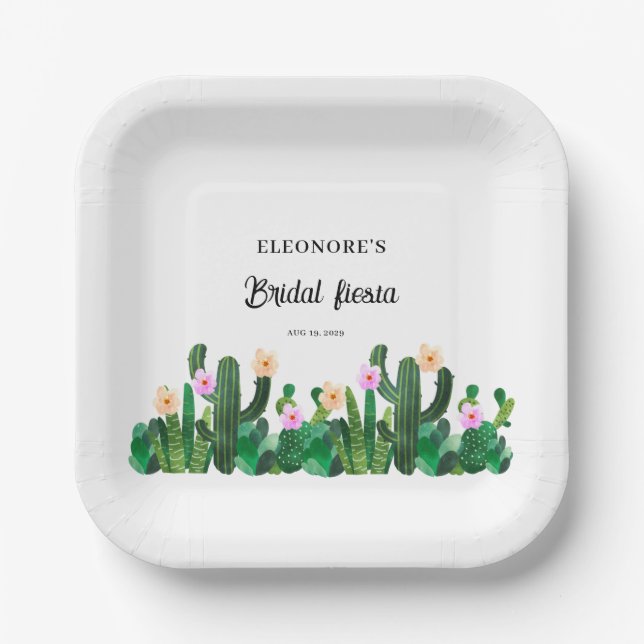 Cacti flowers  Bridal Fiesta  Paper Plate (Front)