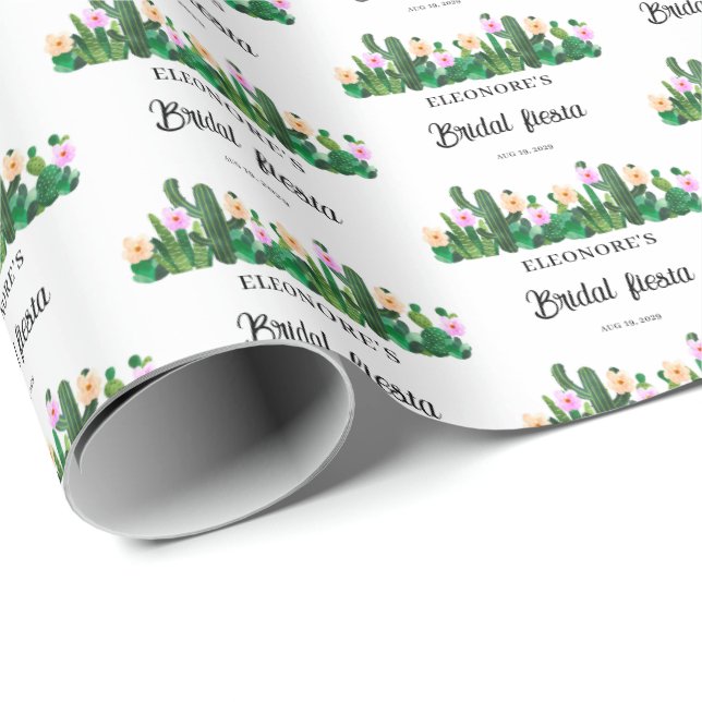Cacti flowers  Bridal Fiesta  Wrapping Paper (Roll Corner)