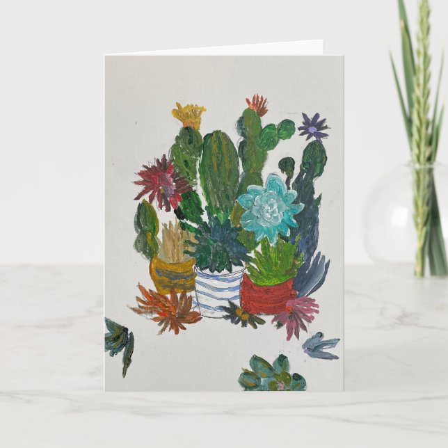 Cacti in Pots Thank You Card (Front)