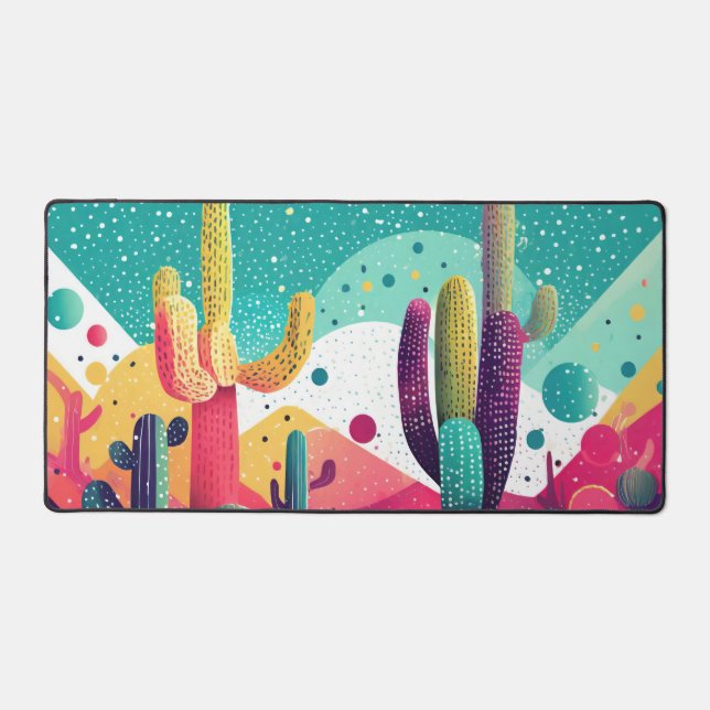Cacti in vibrant colours    desk mat (Front)