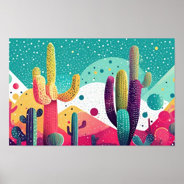 Cacti in vibrant colours  poster (Front)