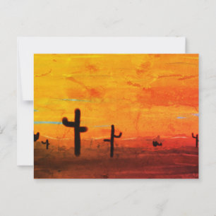 Cacti Landscape Painted Postcard