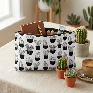 Cacti Line Art Pattern Accessory Pouch
