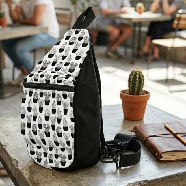 Cacti Line Art Pattern Sling Bag (Creator Uploaded)
