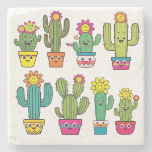 Cacti lovers cute ones stone coaster